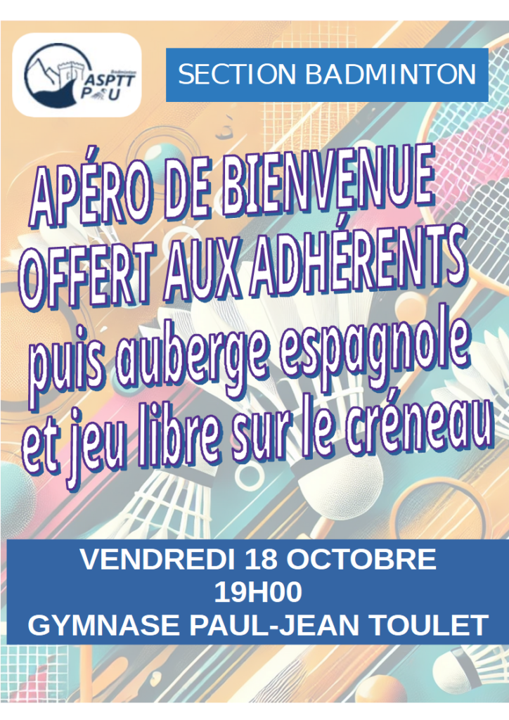 APÉRO DE BIENVENUE OFFERT AUX ADHÉRENTS